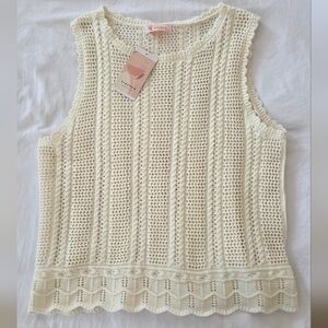 NWT Chic Ivory Crochet Tank Top